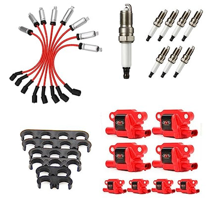 Set of 8 Square UF413 Ignition Coils Pack & Spark Plugs & Wires Set