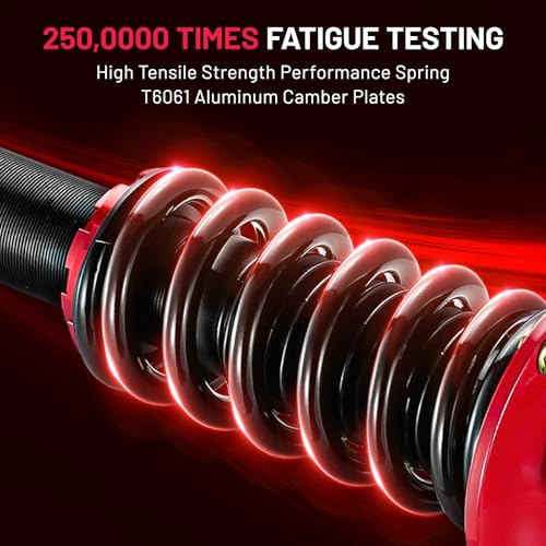 BDFHYK Coilovers Compatible with Toyota Corolla 1987-2002, Shock Absorber Replacement 4 PCS, Adjustable Height Coilovers Suspension Kit Lowering Kit, Black & Red - style: Toyota Corolla 1987-2002