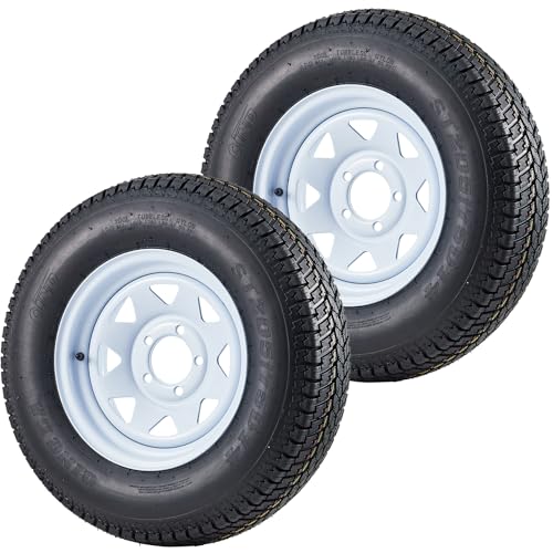 ST205/75D14 Trailer Tires with 14 in Rims, 5 Lug on 4.5 in, Load Range C, 6PR - size: ST205/75D14, style: 5 lug on 4.5"