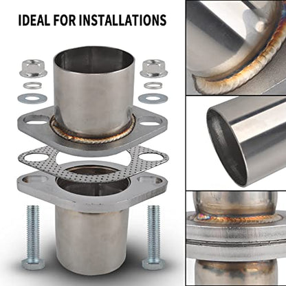 Exhaust Flange Bolts Quick Fix Repair Pipe Kit w/Gasket & Hardware, 2.5'' Inch ID 2 Bolts T304 Stainless Steel Universal Flange Replacement Kit - size: 2.5"ID-2 Bolts