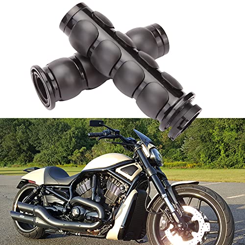 Pair of 1" Dual Black Motorcycle Bar End Hand Grips Handlebar Compatible with Cruisers Harley Yamaha Suzuki - color: Black#1