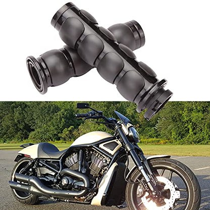 Pair of 1" Dual Black Motorcycle Bar End Hand Grips Handlebar Compatible with Cruisers Harley Yamaha Suzuki - color: Black#1