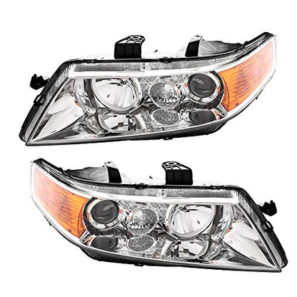 Pair of Headlights Assembly LH+RH Replacement for Acura 2004-2005 - color: Chrome