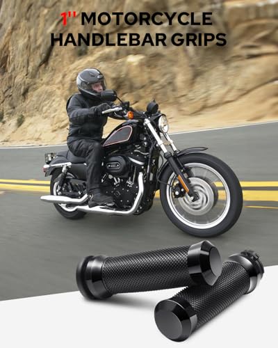 Amazicha 1inch Handlebar Grips, Cable Throttle Control Hand Grips Fit for Harley ’96-’07 Touring, ’96-Later XL, ’02-’17 VRSC, ’08-’13 XR, ’96-’17 Dyna (Except FXDLS) - color: Black