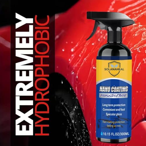 Nano Ceramic Coating Spray Kit, Quick Hydrophobic Car Wax Polish, High Gloss Paint Sealant, Scratch Repair UV Defense, Sponge, Microfiber Towel & Gloves for Cars SUV Motorcycles