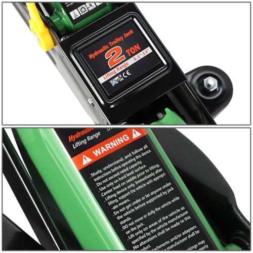 DNA MOTORING Low Profile Hydraulic Trolley Service/Floor Jack, 2 Ton (4000 lbs) Capacity, Lifting Range 5.1"-13", Green, TOOLS-00474-GR - color: Green, style: 2 ton