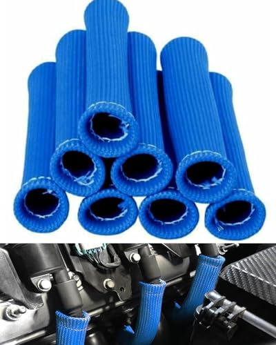 Spark Plug Wire Heat Shield Spark Plug Wire Heat Shield Sleeve Spark Plug Boot Protector Boots Wrap for SBC BBC 350 454 8PCS Plug Wire Covers - 2500F High Temp Protection (Blue) - color: Blue