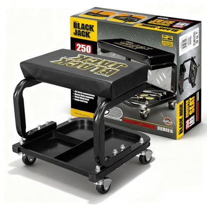 Torin 250lb Rolling Automotive Creeper Garage/Shop Seat: Padded Mechanic Stool with Tool Large Tray Suitable for garages, Repair Shops,Black - size: Medium