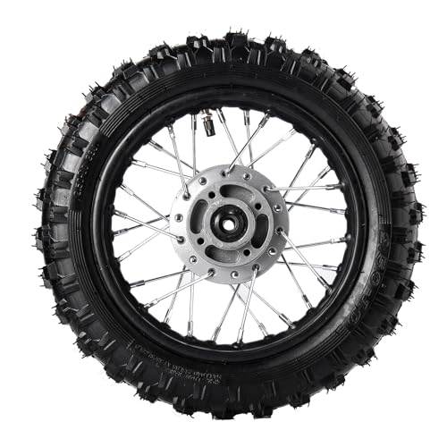 10 Inch 2.5-10 Front Wheel Tire with 1.4 x 10 Rim and Disc brake rotor With 12mm Bearing for 50cc 70cc 90cc 110cc Dirt Pit Bike CRF50 DRZ70 PW50 BBR50 TTR50 DRZ50 SSR (Front Wheel Tyre)