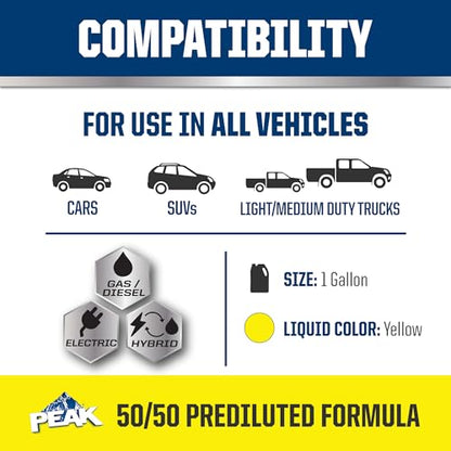 PEAK OET Extended Life Yellow 50/50 Prediluted Antifreeze/Coolant for North American Vehicles, 1 Gal.