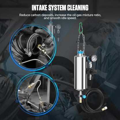 Fuel Injector Cleaner Tool Kit,C80 Disassembly-Free Automotive Fuel Injector Cleaner Machine,1000ML 150PSI Fuel Injection Systems Cleaning Tools with Various Adapters for Gasoline Injectors - size: C80