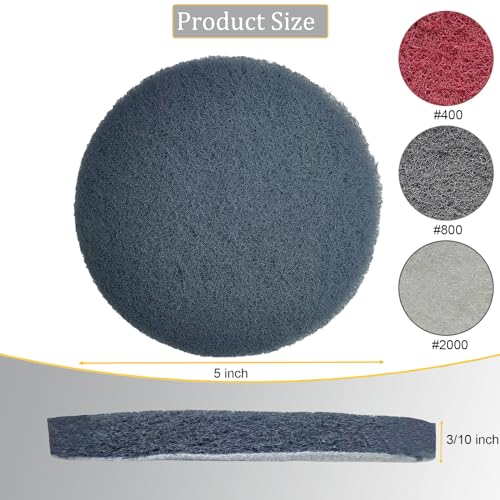 Tonmp 15 PCS 5 Inch Hoop and Loop Multipurpose Scrubber Scouring Pads - Flocking Scuff Pads, 400 800 2000 Grits Conditioning Discs Polishing Pads for Furniture Automotive Cleaning, Rust Removal - style: Combination
