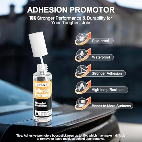PHIXBEAR Automotive Double Sided Tape, Heavy Duty, High Temp, Waterproof and Anti-Vibration, with Adhesion Promoter for Car Spoiler, Side Skirt, Window Visor and Running Board, 0.75" x 20' - size: 0.75"x19.7'