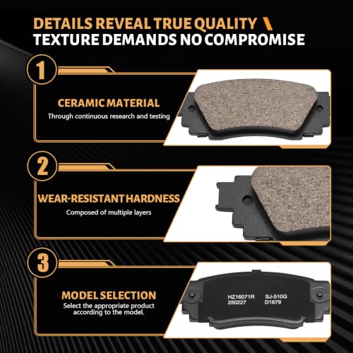 D1879 Rear Ceramic Brake Pads Kit Fit For Lexus ES250 2021-2025, For ES300h 2019-2025, For ES350 2019-2025, For RX350 2016-2022, For RX350L 2018-2022, For RX450h - size: HZ1879