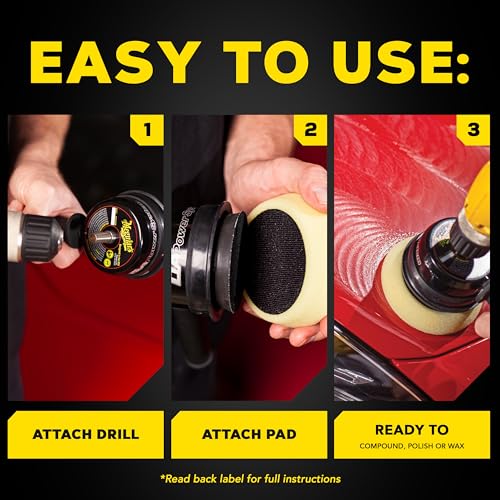 Meguiar's G3500 Dual Action Power System Tool, Boost Your Auto Care Arsenal with This Car Detailing Tool, Apply Product and Remove Imperfections, Conveniently Attaches to Most Standard Drills