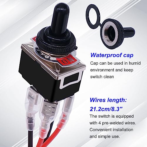 weideer Momentary Reverse Polarity Switch 12V 30A Motor Control RV Jack Switch DPDT 4 Pin (ON)-Off-(ON) Toggle Switch with Waterproof Cap Wires - color: BK-Toggle Switch-4pin, size: Momentary