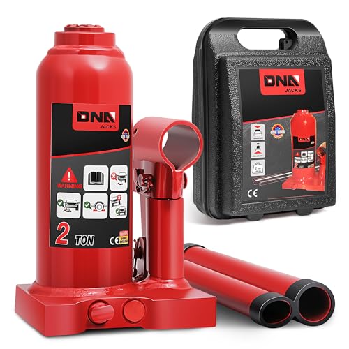 DNA Motoring 2 Tons Hydraulic Car Bottle Jack, Red, 4000 lbs Capacity - color: red, style: 2 ton