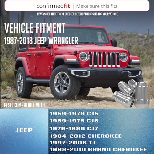 Wheel Accessories Parts 23 Pcs 1/2"-20 Thread Car Spline 1.38" 35mm Long Lug Nuts Chrome Dual Hex Key 13/16" and 3/4" Hex Fits Jeep CJ TJ Wrangler Wrangler JK Cherokee Grand Cherokee - color: Chrome, size: Spline 1/2", style: Jeep CJ ｜ 84-17 Wrangler