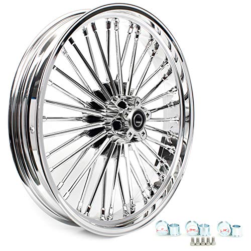 TOFR 21x3.5 18x5.5 Chrome Fat Spoke Wheels For Harley Dyna FXDB FXD 06-07 - color: 21x3.5 18x5.5 Chrome, size: Dyna 2006-2007