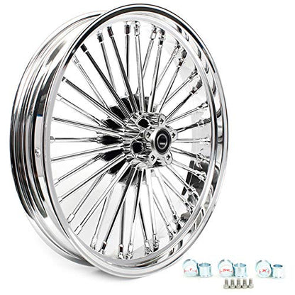 TOFR 21x3.5 18x5.5 Chrome Fat Spoke Wheels For Harley Dyna FXDB FXD 06-07 - color: 21x3.5 18x5.5 Chrome, size: Dyna 2006-2007