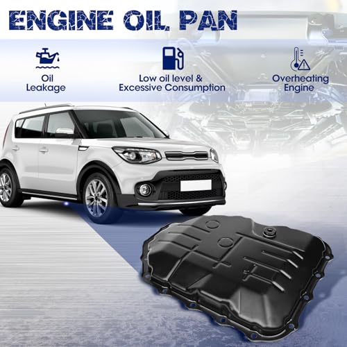 Transmission Oil Pan with Drain Plug, Fit for Hyundai Elantra 2007-2012, Kia Soul 2010-2011, Spectra 2004-2009, 4-Speed Auto Transmission, OE 265-812, 265812, 4528023000, 4528023001, 103212 - size: 265-812