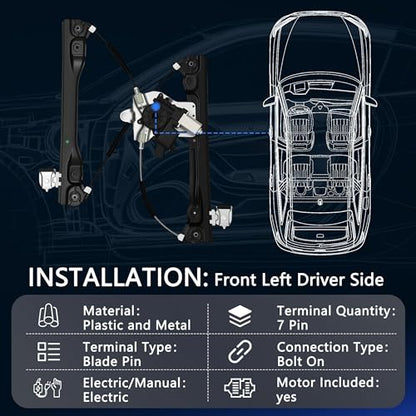 TNMT Window Motor and Regulator Assembly, Power Window Motor Driver Side, Compatible with Chevy 2011-2015 Cruze, 2016 Cruze Limited, 2010 Cruze (Mexico), (7 Pins), Front Left, Replace # 748-974 - size: Front Driver, style: 16 Cruze Limited/11-15 Chevy Cru