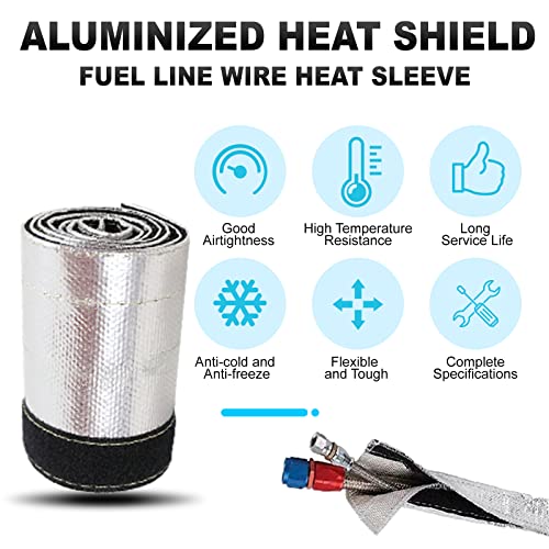 Aluminized Heat Shroud Sleeving Heat Shield Fuel line Wire Protection Silver Hose Heat wrap with 10 Pcs Metal Zip Ties (Silver 3/4''I.D. x 3FT) - color: silver, size: 3/4''I.D. x 3FT
