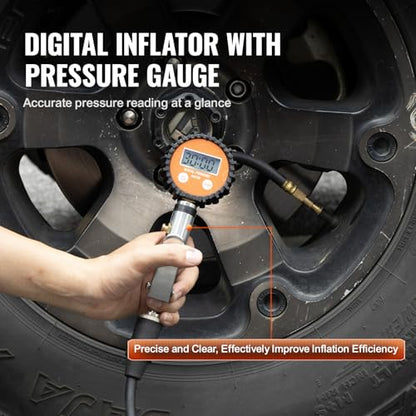 VEVOR 12V Heavy Duty Air Compressor with 6L Tank Kit, 6.35 CFM Portable Tire Inflator, 150PSI Offroad Air Compressor with Digital Pressure Gauge Tire Inflator for Trucks Car SUV 4 x 4 Vehicle RV - style: 6.35 CFM with 6L Tank Kit