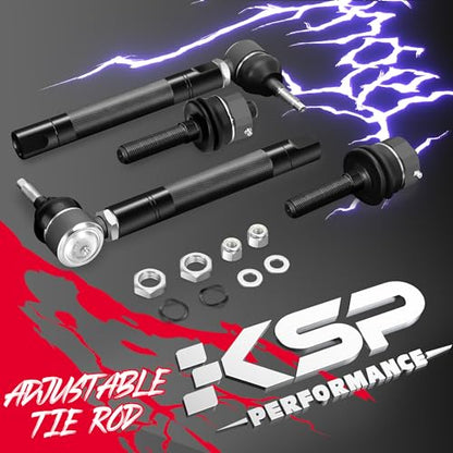 KSP Heavy Duty Tie Rod Ends Kits for Silverado Sierra 2500HD 3500HD 2011-2024, Front Lower Tie Rod Compatible with Chevy GMC, 0-6" Adjustable Tie Rod Repalce OE Inner and Outer Tie Rod Assembly, 2PC - size: 2011-2024 Silverado 2500 HD