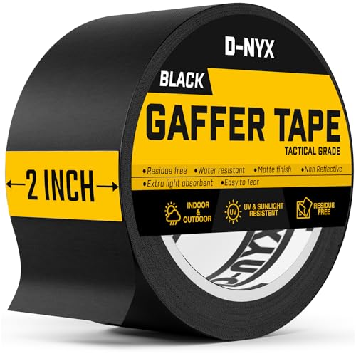 Gaffer Tape 2 Inch x 1 Pack Black Gaffing Tapes, Heavy Duty No Residue - color: Black, size: 1.88 inch