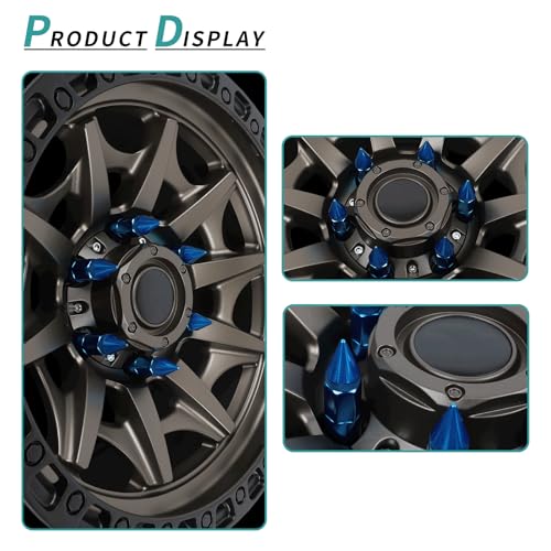 M12x1.5 Spikes Lug Nuts, 20pcs 60mm Aluminum Wheel Nuts - color: Blue