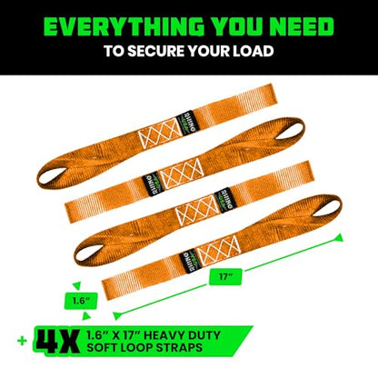 Rhino USA Soft Loop Tie Down Straps (4-Pack) - Motorcycle Handlebar Straps - color: Orange 4-Pack