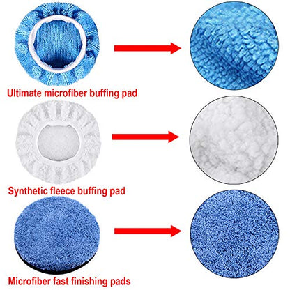 SIQUK 13 Pieces Buffing Pads 5 Inch Car Polishing Pad Kit Foam Polish Pads Wax Buffer Polisher Attachment for Drill - size: 5 Inch