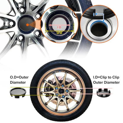 X AUTOHAUX 4 Pcs OD 58mm/2.28" Black 6 Clips Car Wheel Center Hub Cap Cover