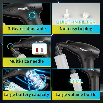 Lionbow Electric Paint Sprayer Gun Handheld Electric Paint Spray Gun High Power Portable Cordless Spray Paint Gun for Painting Cars,Cabinet, Paint Repair and DIY(3 Gear)
