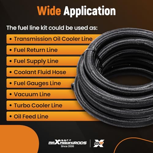 10FT 12AN Fuel Line Kit with 8PCS Fitting Kit, Pair Protective Gloves - size: 12AN 10FT -10
