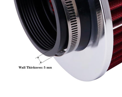 4In 102mm Washable Dry Clamp-On Cone Air Filter, Red - size: 4"