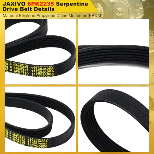 6PK2235 Serpentine Belt V-Ribbed Drive Belt for 05-10 SC430 4.3L,98 Express 1500/2500/3500 Without A/C,06-09 Fusion 2.3L,12-13 Equus/Genesis 5.0L,07-12 Altima 2.5L,Replace 1060880 - size: 6PK2235-2235mm