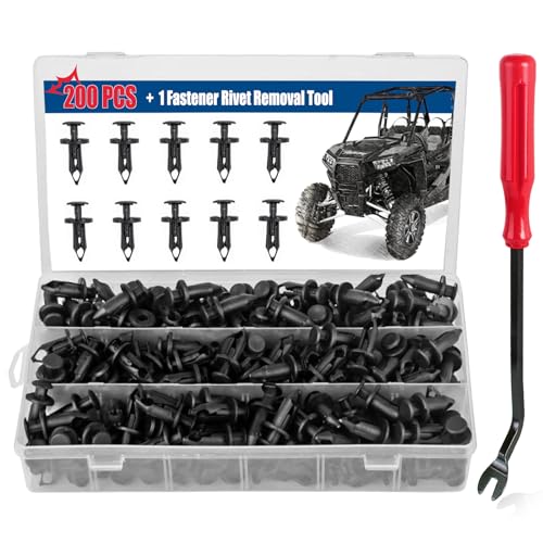 200Pcs Polaris Push Pins, UTV ATV Nylon Fender Clips Body Rivets with Tool