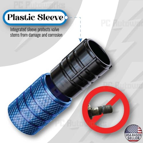 Aluminum Tire Valve Stem Caps – Anti-Rust, Premium Anodized Aluminum, Corrosion-Resistant, Easy Install, Universal Fit for Car, Truck, Bike, SUV – 1 Pack/Set of 4 (ICE Blue) - color: ICE BLUE