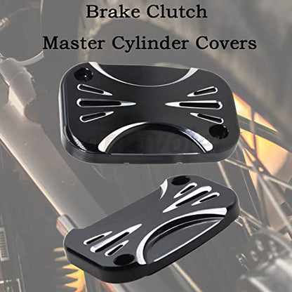 Brake Master Clutch Cylinder Covers CNC Aluminium Brake Master Cylinder Fluid Reservoir Cap Compatible with Harley Touring Electra Glide Road Glide 2008-2017. (style-2) - color: style-2