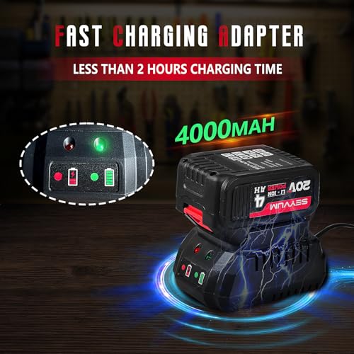 SEYVUM Impact Wrench,1/2" Impact Gun, Power Impact Driver Max Torque 320 Ft-lbs (430N.m), Cordless Impact Wrench with 20V Brushless Motor, 4.0Ah Li-ion Battery with Fast Charger, 4 Pcs Impact Sockets - style: 430 N.m