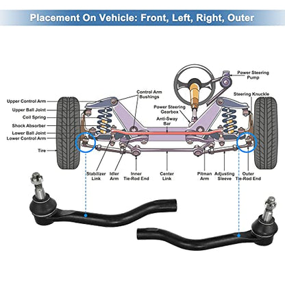X AUTOHAUX 2pcs Front Outer Tie Rod End Links Suspension Steering Tie Rod End ES800357 ES800358 for Nissan Altima 2007-2015 for Nissan Maxima 2009-2018