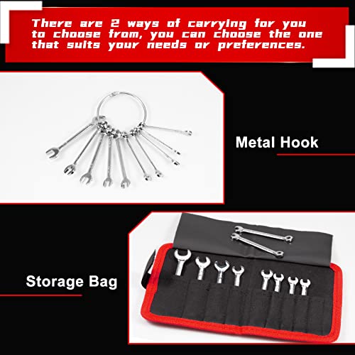 Mini Wrench Set, 10-Piece SAE Wrenches, Rust-Resistant Chrome Finish, Ideal for Automotive, Industrial, Home, Hobby - Silver - style: SAE