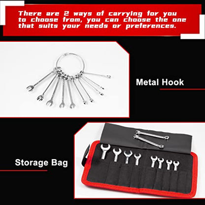 Mini Wrench Set, 10-Piece SAE Wrenches, Rust-Resistant Chrome Finish, Ideal for Automotive, Industrial, Home, Hobby - Silver - style: SAE