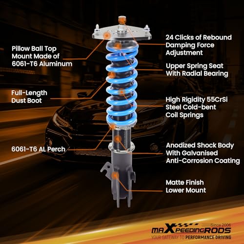 maXpeedingrods Coilover for Subaru Crosstrek GP chassis 2013-2017, 24 Levels Damper Adjustable Shock Absorber Struts, Height Adjustable T6 Upgraded Lowering Kits Blue