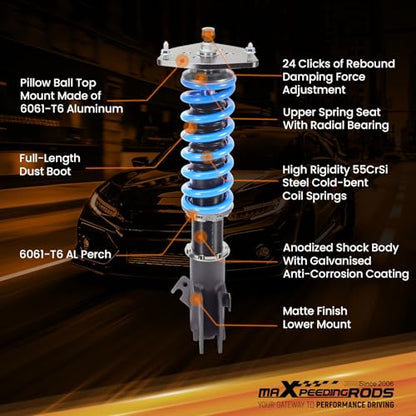 maXpeedingrods Coilover for Subaru Crosstrek GP chassis 2013-2017, 24 Levels Damper Adjustable Shock Absorber Struts, Height Adjustable T6 Upgraded Lowering Kits Blue