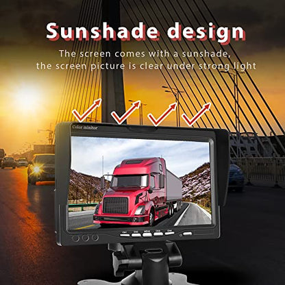 Hikity 7'' Vehicle Backup Camera Monitor Only Quad Split LCD Display Screen - size: 7 Inch+Car Charger