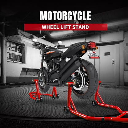 Motorcycle Stand Lift, Universal Paddock Lift Stand, 1100lbs Front Rear Combo Stand Lift Stand, Rear U+L Fork Swingarm Spool Stand 2-Pack - color: Red-2 Packs