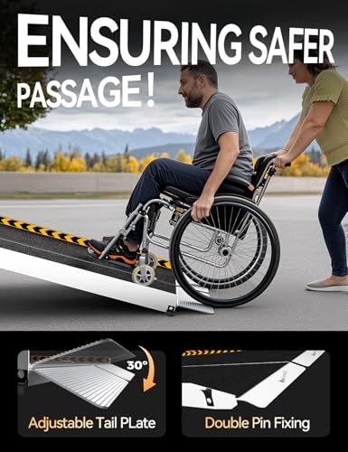 FACHNUO 12FT Wheelchair Ramp with Support Legs, Adaptive Rotatable Tailgat - size: 12FT(Using height 12-36'')